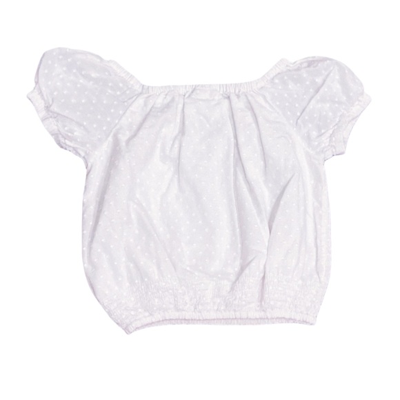 CAT & JACK Girl's White Top with Puff Sleeves & Gathered Bottom. Size 6/7. - Picture 3 of 4